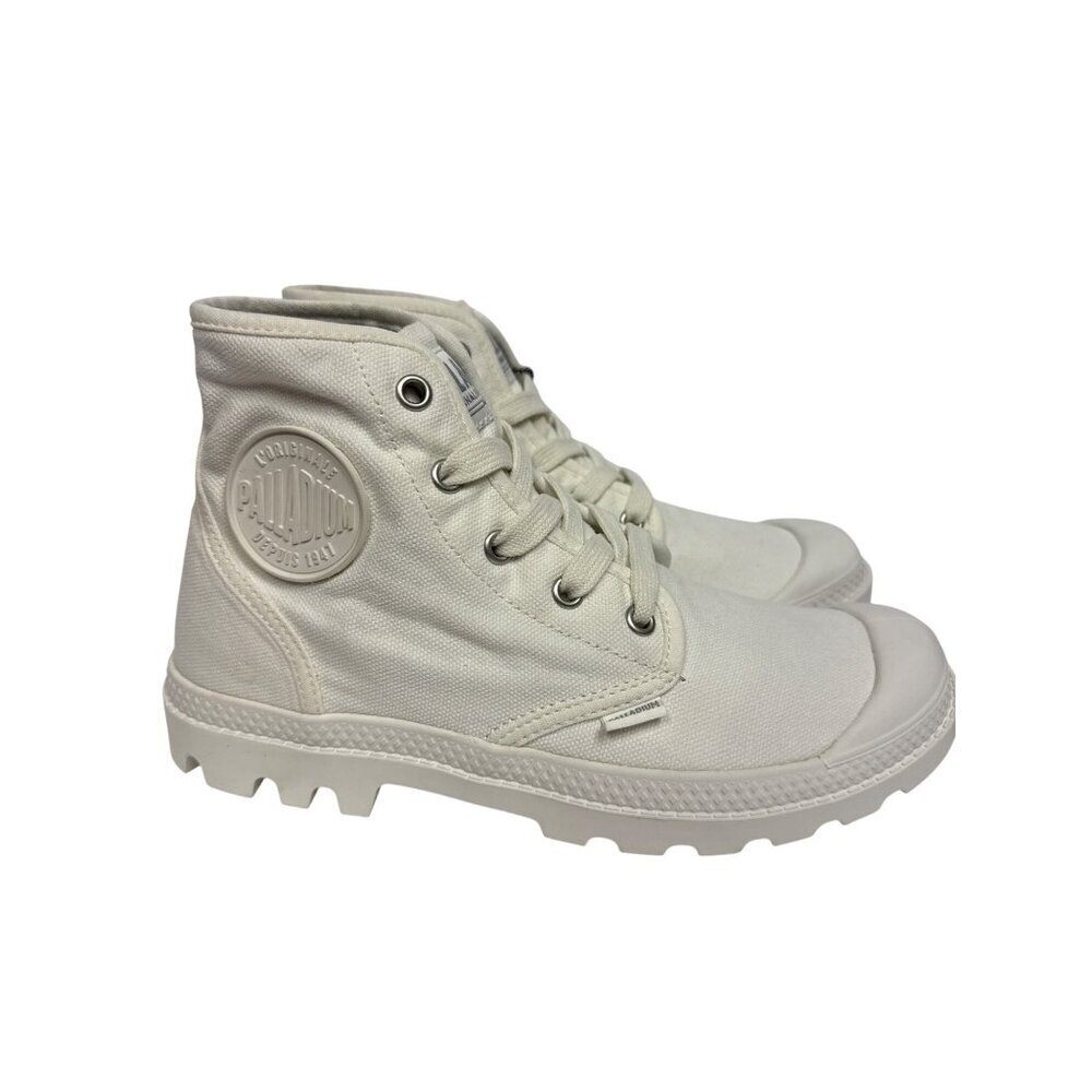Palladium Pampa Hi Star White Women's Sneaker Vegan Lug Sole Cap Toe Size 7 NEW - Picture 2 of 11